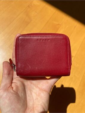 Coach Small Red Leather Zip Wallet